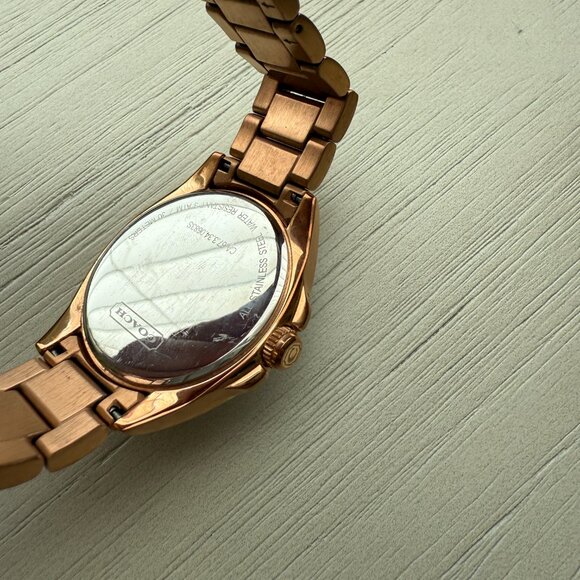 Coach Tristen Rose Gold Plated Stainless Steel Crystal Mother of Pearl Watch - Picture 8 of 14